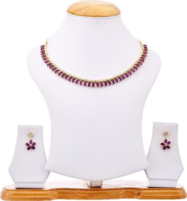 ZENEME Alloy Gold-plated Purple, Gold Jewellery Set(Pack of 1)