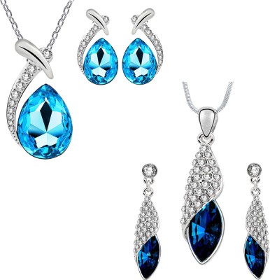 Om Jewells Alloy Rhodium Blue, White Jewellery Set(Pack of 2)