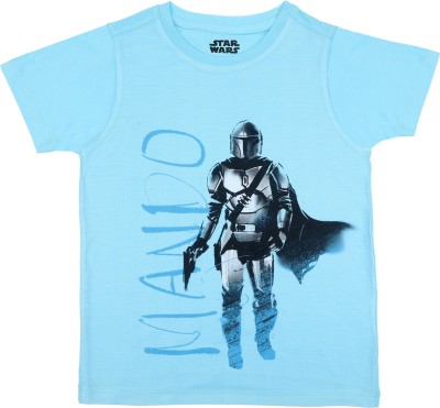 STAR WARS Boys Printed Polycotton Regular T Shirt(Blue, Pack of 1)