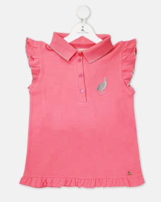 Cherry Crumble by Nitt Hyman Baby Girls Casual Cotton Blend Top(Pink, Pack of 1)
