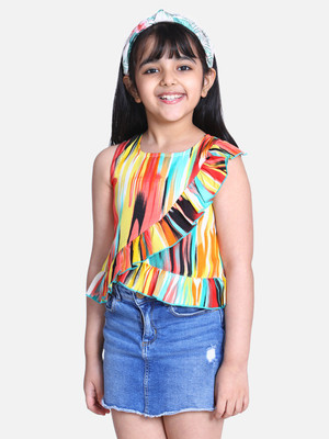 CUTIEKINS Girls Casual Polyester Crop Top(Multicolor, Pack of 1)