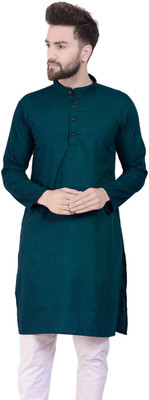 AD & AV Men Solid Straight Kurta(Blue)