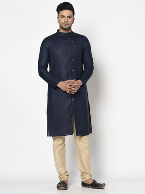 Tabard Men Solid Straight Kurta(Blue)