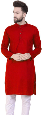 AD & AV Men Solid Straight Kurta(Red)