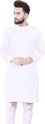 AD & AV Men Solid Straight Kurta(White)