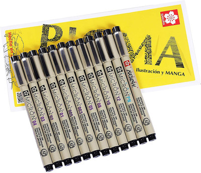 SAKURA Pigma Micron Fineliner Pen(Pack of 12, Ink Color - Black)