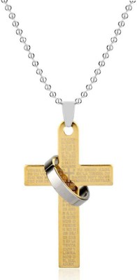 SILVOSWAN Lord Jesus Cross Ring Pendant Religious jewelry Gold-plated Stainless Steel Pendant