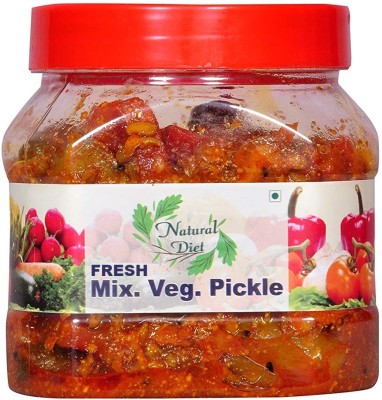 Natural Diet Mother Made Mixed Pickle Achaar (Mixed Vegetable Mango Lime Green Chilli Carrot Ginger) 500gm (Fresh Mixed Pickle) You are Being Served Mothers Love Mixed Vegetable Pickle(500 g)