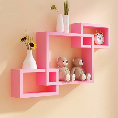UNIQUE CRAFT HOUSE MDF Intersecting Wall Shelf/ Floating Rack Shelves For Home and Living Decor - Pink MDF (Medium Density Fiber), Wooden Wall Shelf(Number of Shelves - 3, Pink) UNIQUE CRAFT HOUSE MDF Intersecting Wall Shelf/ Floating Rack Shelves For Home and Living Decor - Pink MDF (Medium Density Fiber), Wooden Wall Shelf(Number of Shelves - 3, Pink)