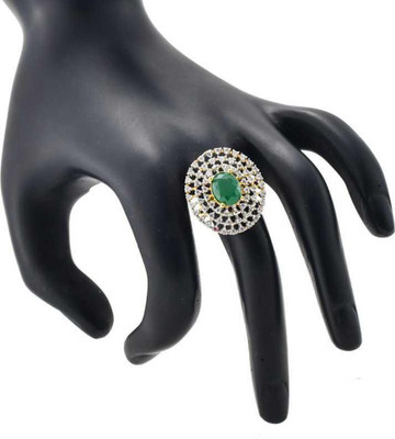 murlidhar creation Metal Diamond Gold Plated Ring