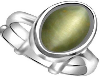 RATAN BAZAAR Cat's Eye Ring Natural Stone Cat's Eye (Lehsuniya) Certified and Astrological for unisex Stone Cat's Eye Silver Plated Ring