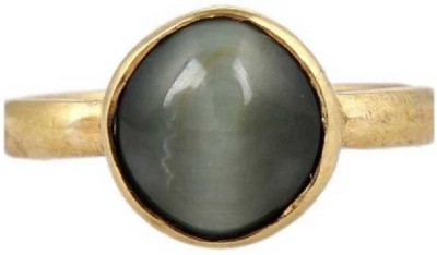 Jaipur Gemstone Cat's Eye Ring (Lehsuniya) Precious Stone Certified and Astrological Purpose for unisex Stone Cat's Eye Gold Plated Ring