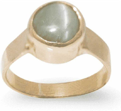 KUNDLI GEMS Stone Cat's Eye Gold Plated Ring