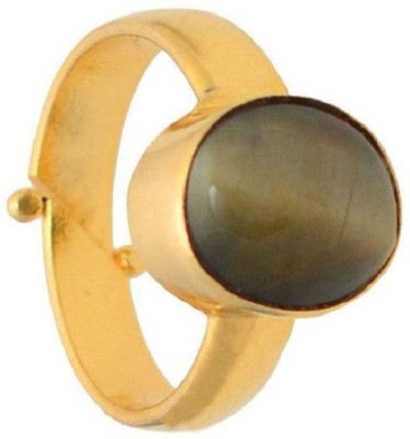 RATAN BAZAAR Cat's Eye Ring Natural Stone Cat's Eye (Lehsuniya) Certified and Astrological for unisex Stone Cat's Eye Gold Plated Ring