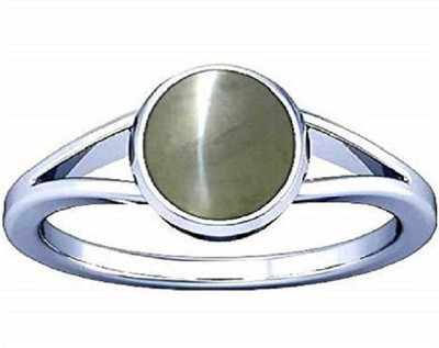 KUNDLI GEMS Stone Cat's Eye Silver Plated Ring