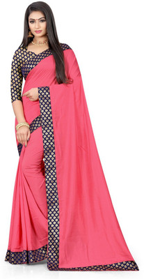 mahalaxmi fab Solid/Plain Daily Wear Silk Blend, Art Silk Saree(Pink)