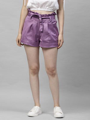 ATHENA Solid Women Denim Purple Denim Shorts