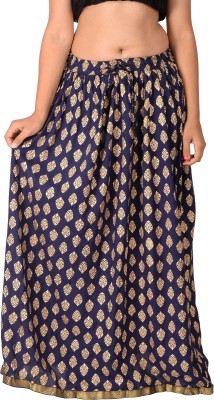 DIAMO Printed Women Straight Dark Blue Skirt