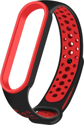 Epaal Sports Silicone Breathable Strap (Red-Black) for Mi Band 5 / Mi Band 6 Smart Watch Strap(Red)
