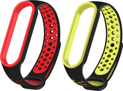 Epaal Sports Breathable Strap (Red-Black & Green-Black) for Mi Band 5 / Mi Band 6 Smart Watch Strap(Red, Green)