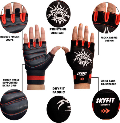VELLY FIVE Gym Gloves Sports and Workout Gloves Gym & Fitness Gloves(Red)
