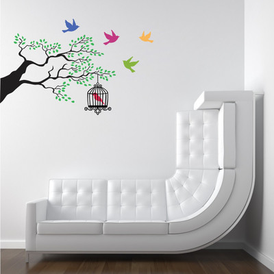 VCREATE DECOR 58 cm Tree design Removable Sticker(Pack of 1)