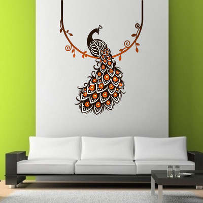 VCREATE DECOR 58 cm Peacock Removable Sticker(Pack of 1)