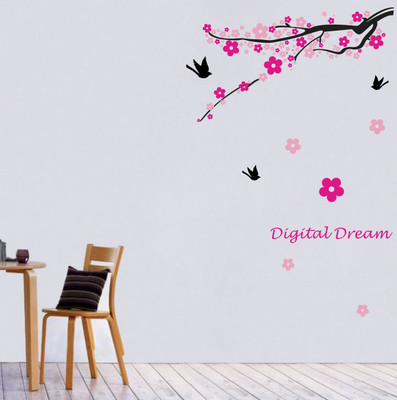 VCREATE DECOR 58 cm Flower tree Removable Sticker(Pack of 1)