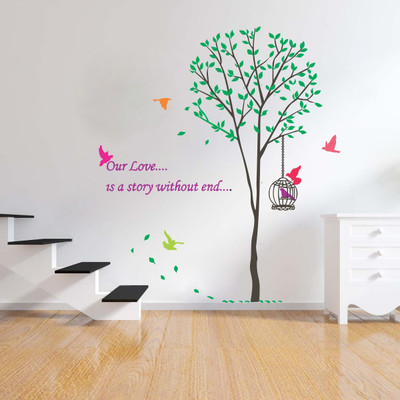VCREATE DECOR 58 cm Tree design Removable Sticker(Pack of 1)