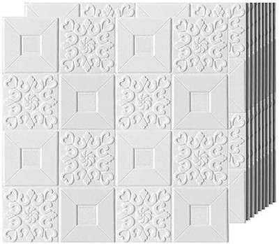 Aspiration collection 70 cm x 70 cm Architecture Embossed Wallpaper(White, Pack of 2)