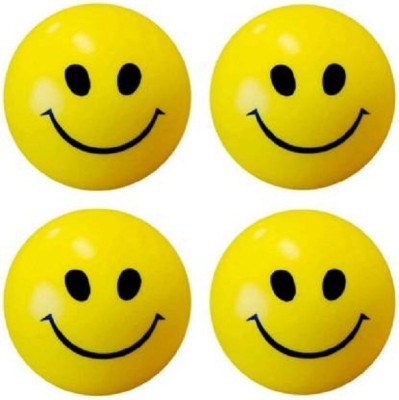 FLYmart Smiley Face Squeeze Stress relief Ball | Soft ball Stress Relieve Squeeze Balls Yellow |Toy for Kids and Adults for Stress Relief and Playing ( pack of 4) - 7 CM  - 7 cm(Yellow)