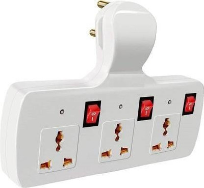 D-DEVOX INOX 3 Socket plus 3 switch plus 3 LED extension Board with ABS Quality. 3 Socket Extension Boards (White) 3  Socket Extension Boards(White, 0 m)