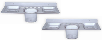 SSS - 4in1 (Soap case/Set of 2 pcs) Acrylic Toothbrush Holder(White, Wall Mount)