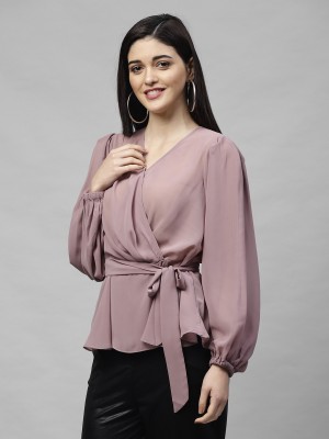 ATHENA Casual Full Sleeve Solid Women Pink Top