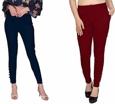 VANNIA Regular Fit Women Maroon, Dark Blue Trousers