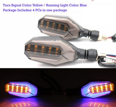 AuTO ADDiCT Front, Rear, Side LED Indicator Light for Yamaha Fazzer Fi(Blue, Yellow)