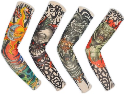 kiyo Nylon Arm Sleeve For Men & Women With Tattoo(Free, Multicolor)