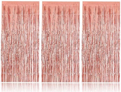 Hippity Hop Pink 6 X 3 ft Rose Gold Square Foil Fringe Curtains for Birthday, Marriage, Engagement, Bridal Shower, Baby Shower, Anniversaries, Photo Shoot, for use any Celebration Party