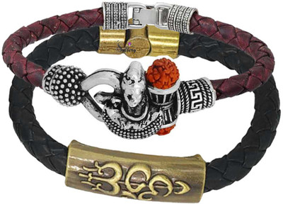 Shiv Jagdamba Brass, Metal, Leather Gold-plated Bracelet Set(Pack of 2)