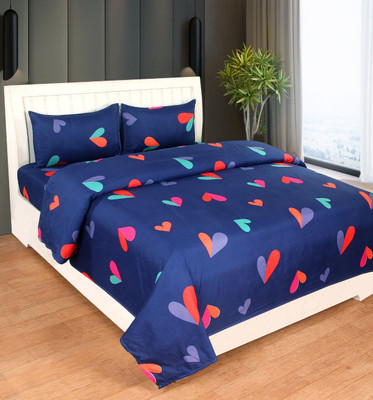 Sumit Fab 155 TC Polycotton Double Printed Flat Bedsheet(Pack of 1, Blue)