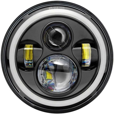 ALLEXTREME EX7IRH1 7 Inch Round LED Headlight Stylish Halo Angle Eyes + Signal for Jeep 97-16 JK LJ TJ (Pack of 1) Projector Lens