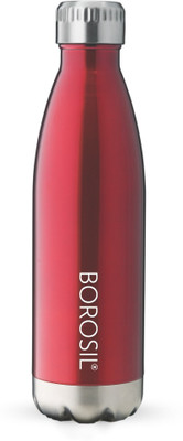 BOROSIL Bolt Trans Red Vacuum Insulated 1 L Water Bottle, 24 Hours Hot and Cold Flask 1000 ml Bottle(Pack of 1, Red, Steel)
