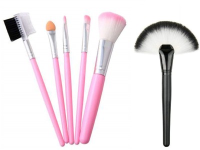 Shrijaa Beauty 5 pcs Makeup Brush Set And Slim Fan Brush Makeup Blush(Pack of 6)