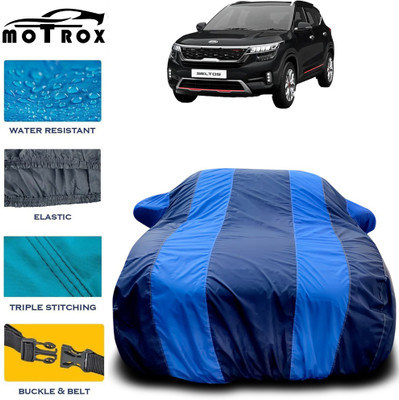MoTRoX Car Cover For Kia SELTOS (With Mirror Pockets)(Blue)