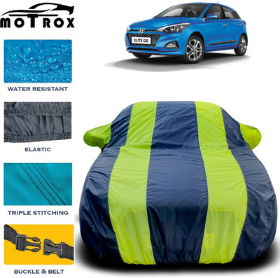 MoTRoX Car Cover For Hyundai Elite i20 (With Mirror Pockets)(Yellow, Blue)