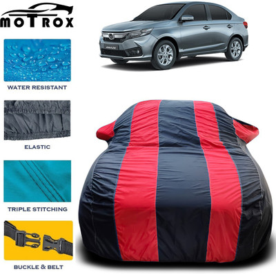 MoTRoX Car Cover For Honda Amaze (With Mirror Pockets)(Red)