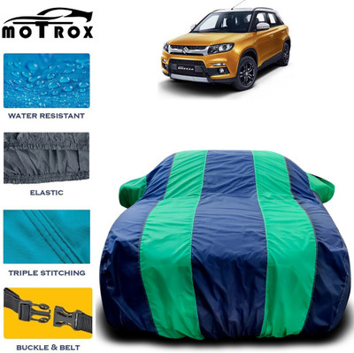 MoTRoX Car Cover For Maruti Suzuki Vitara Brezza (With Mirror Pockets)(Green, Blue)
