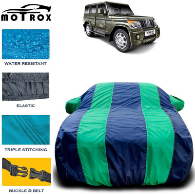 MoTRoX Car Cover For Mahindra Bolero (With Mirror Pockets)(Green, Blue)