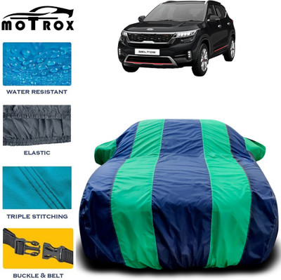 MoTRoX Car Cover For Kia SELTOS (With Mirror Pockets)(Green, Blue)