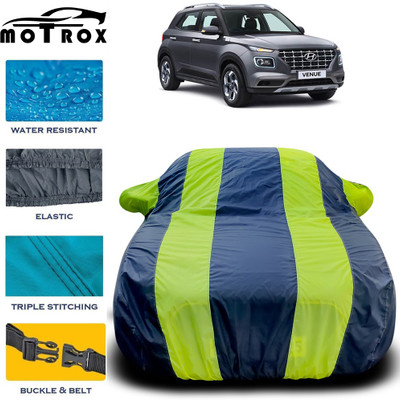 MoTRoX Car Cover For Hyundai Venue (With Mirror Pockets)(Green, Blue)